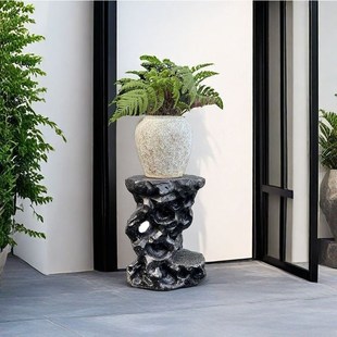 中式太湖石花架户外庭院花盆架别墅露台石墩底座盆景W绿植多肉架