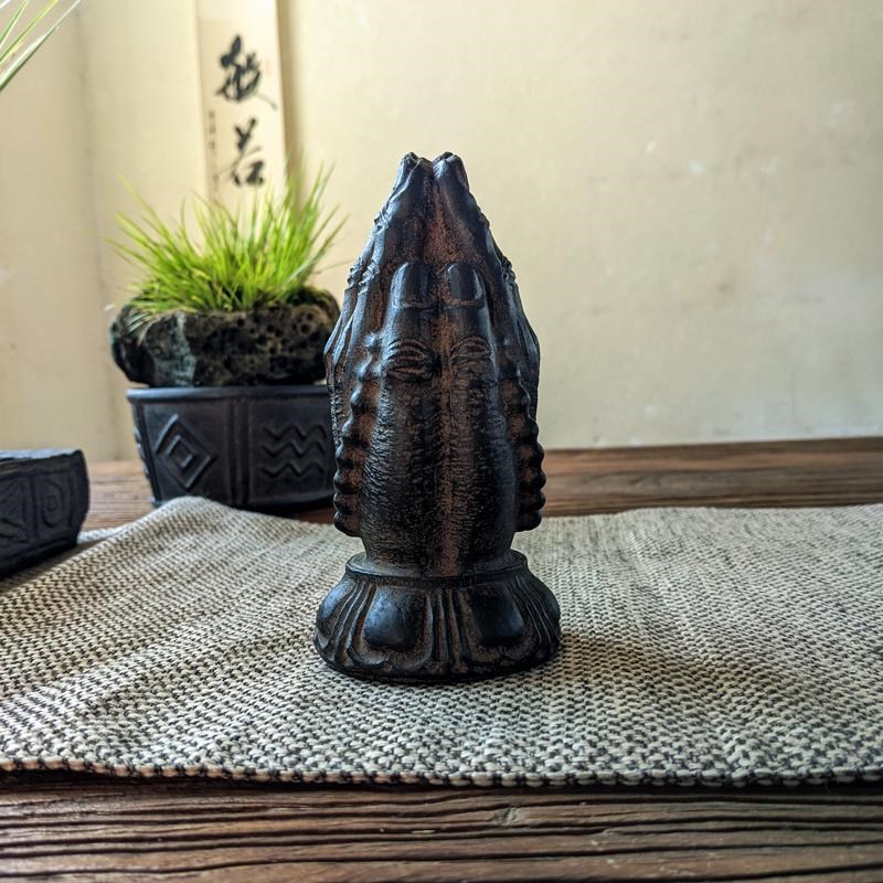 云植彷古彷石合掌摆件装饰品K工艺品玄关家居覆古