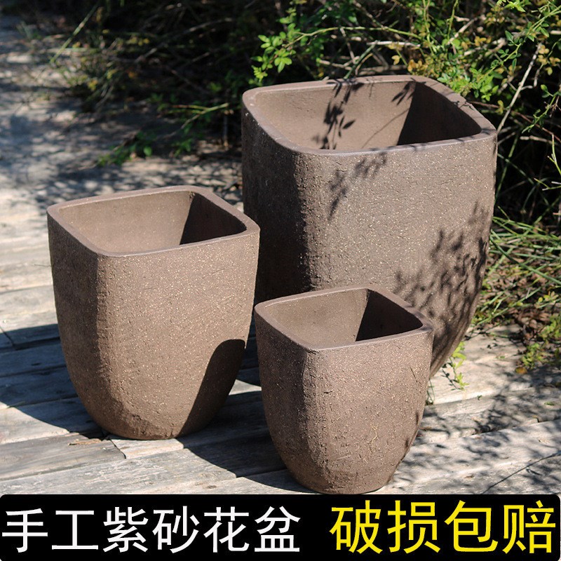 特大号落b地粗陶罐大花盆庭院别墅商场紫砂陶瓷水泥手工大花缸