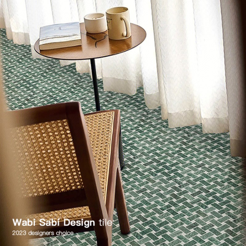 墨绿大理石材马赛克瓷q砖卫生间浴室阳台玄关咖啡店复古背景墙地