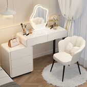 风板奶油岩梳妆台白一体斗柜化妆桌化妆台卧室可移动现代简约实木
