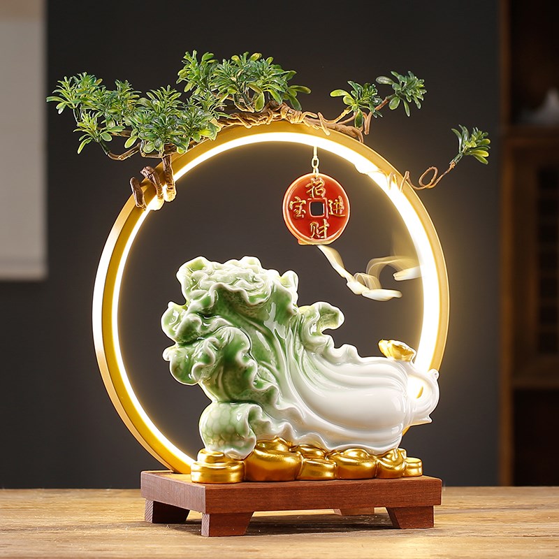 百财来福玉白菜摆件n陶瓷客厅电视酒柜装饰品家居创意摆放开业礼