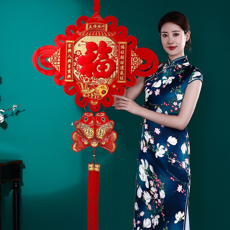 2024龙年新年高档中国t结福字挂件同心结玄关客厅大门装饰年货用