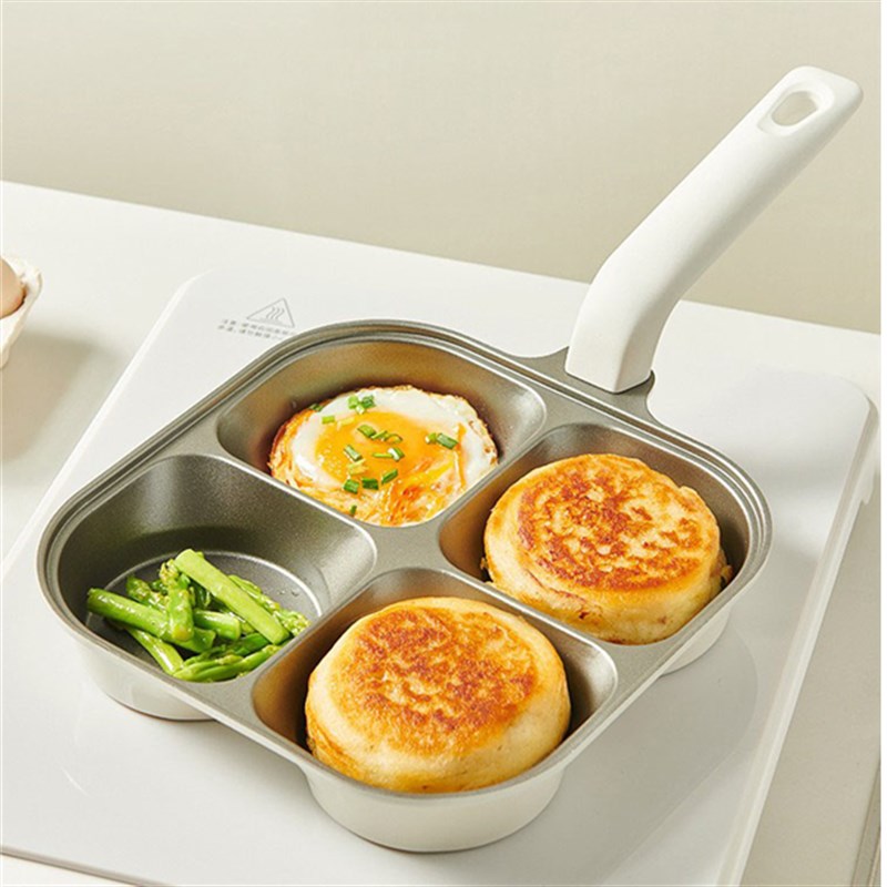 无涂层四孔不粘锅早餐锅煎t饼鸡蛋汉堡平底家用煎蛋神器肉蛋堡锅