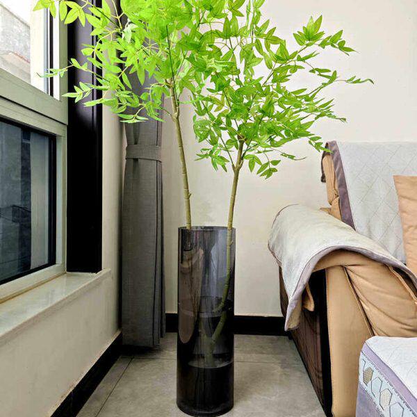 转运竹老式办公室花瓶大号玻璃轻奢高级感富贵竹专用高款落地摆件