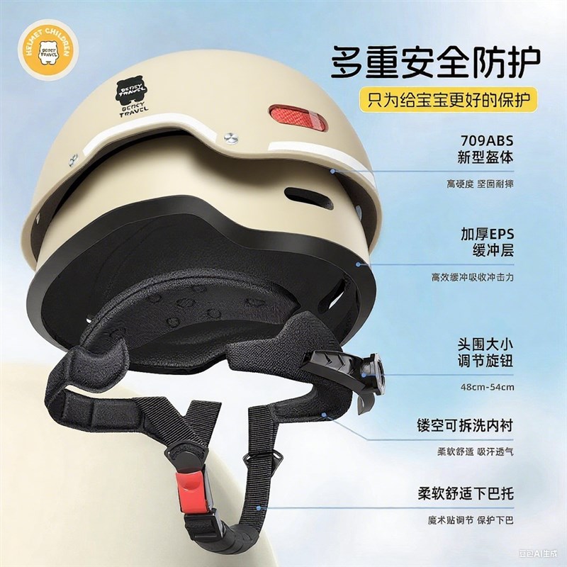 儿童头盔男孩女孩3c认证小孩夏季电动机车6到12岁四季款安全帽