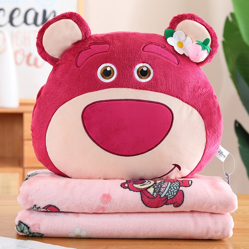 草莓熊抱枕被二合一午睡盖毯x子靠背垫送闺蜜朋友礼物卡通玩偶两