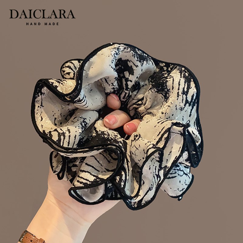 水墨晕染绢纱双层k肥肠发圈时尚气质扎发头花皮筋洋气发圈马尾头