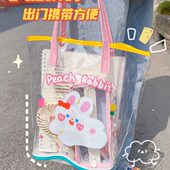 透明沥水洗漱包浴兜手提女宝宝儿童游泳洗浴防水洗澡果冻包收纳袋