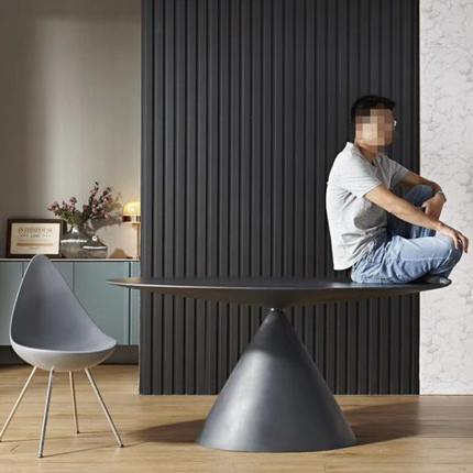 【星友家居馆】个性创意餐桌岩板现代简约轻奢高端圆桌椭圆饭桌子