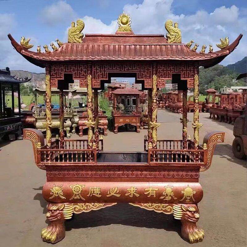 大型铸铁定制长方形户外寺庙香炉祠堂纯铜烧香烛室内户外天地炉
