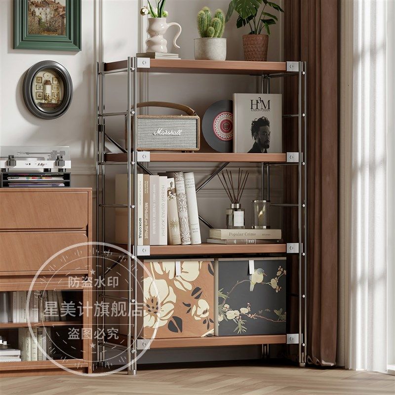 日式置物架落地家用多层收纳层架书本E商品陈列展示架阳台厨房置