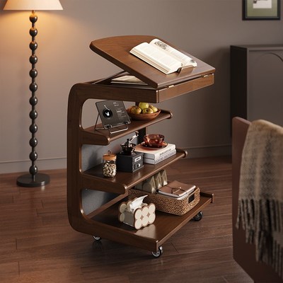 移动茶几实木沙发边桌客s厅带轮家用置物架可翻盖床头柜床头小边