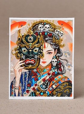 彩金唐卡五爷画药师扎基拉姆前世今生绿度母本命佛.可换图唐卡