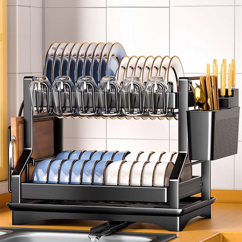 碗架厨房置物架碗碟收纳架沥水碗盘架家用K多功能放碗筷收纳盒碗