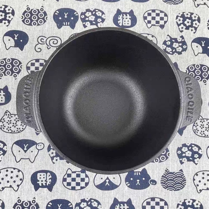 铸铁焖煮b锅家用多功能炖锅无涂层迷你小饭釜煮粥汤锅不沾锅