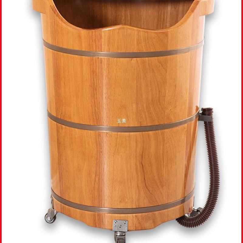 带排水家用泡脚木桶高深桶足浴桶实木过小腿家用带U盖洗脚木盆过