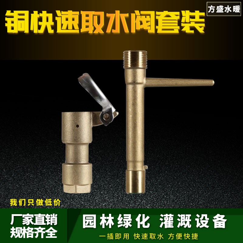 6分DN20e/1寸DN25园林快速铜取水阀绿化地插头钥匙杆花园浇水喷头