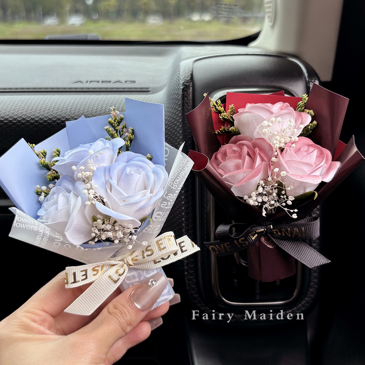 玫瑰车载MINI小花束出风口摆件