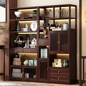 茶室茶具摆件子置物架实木茶叶新中式 博古架客厅茶架展示柜收纳架