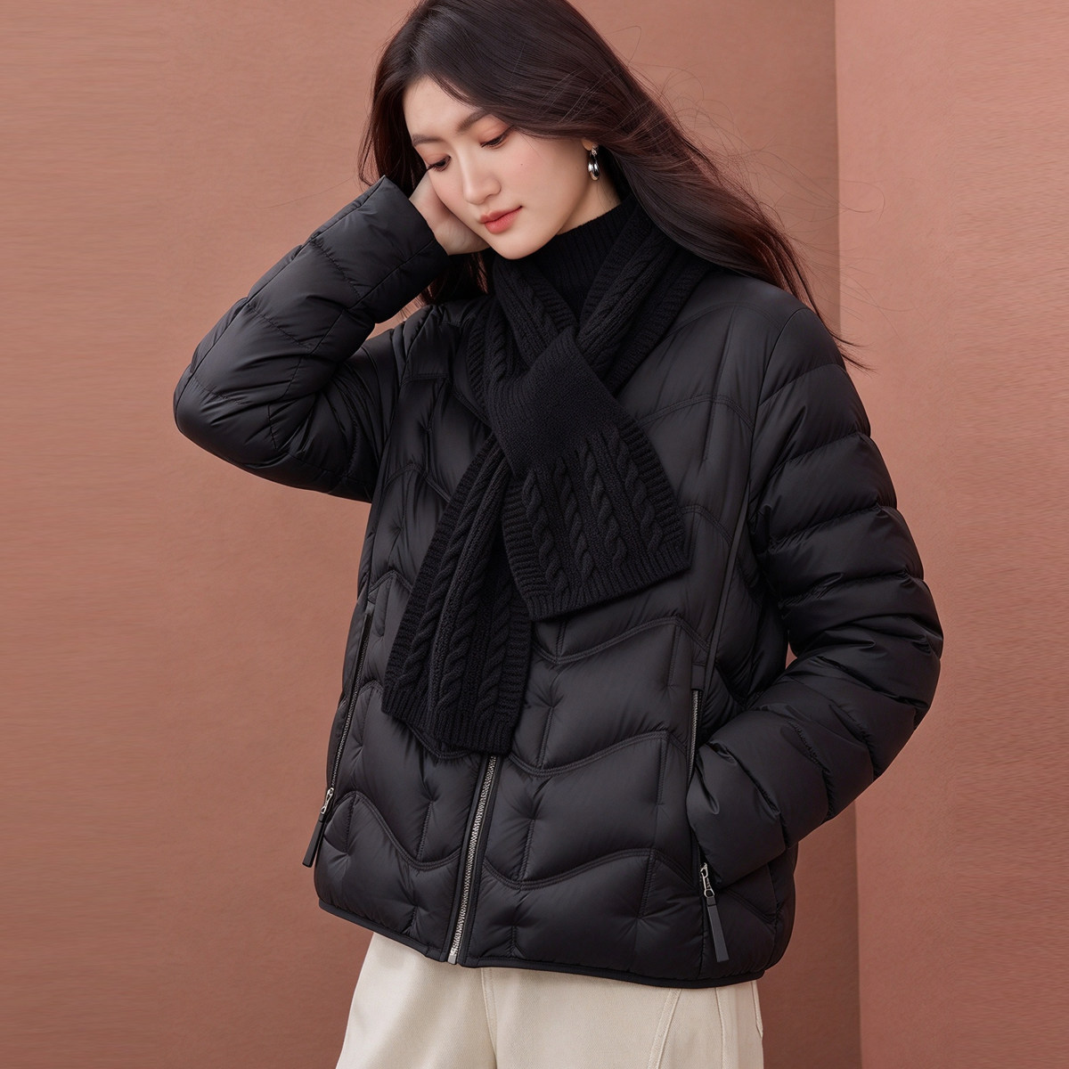 吉米赛欧女冬白鹅绒保暖羽绒服