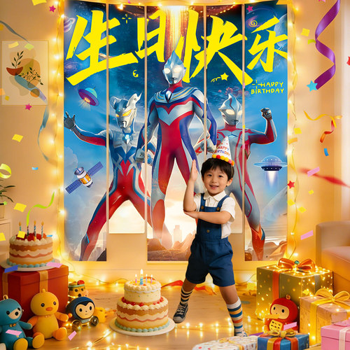 奥特曼主题生日场景布置装饰男孩