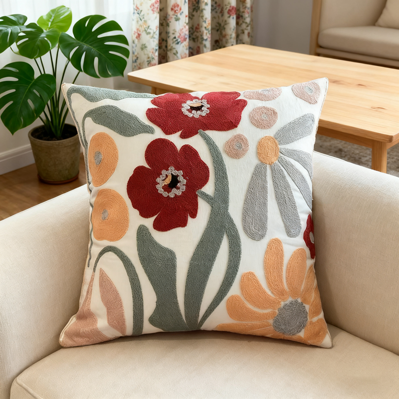 花朵ins风刺绣抱枕套不含芯轻奢高级感客厅沙发抱枕靠枕床头腰枕