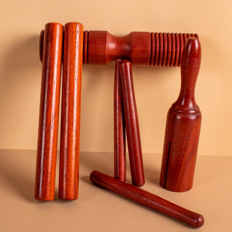 幼儿园奥尔夫打击乐器中小学教具仿红木单双响筒节U奏棒打棒方梆