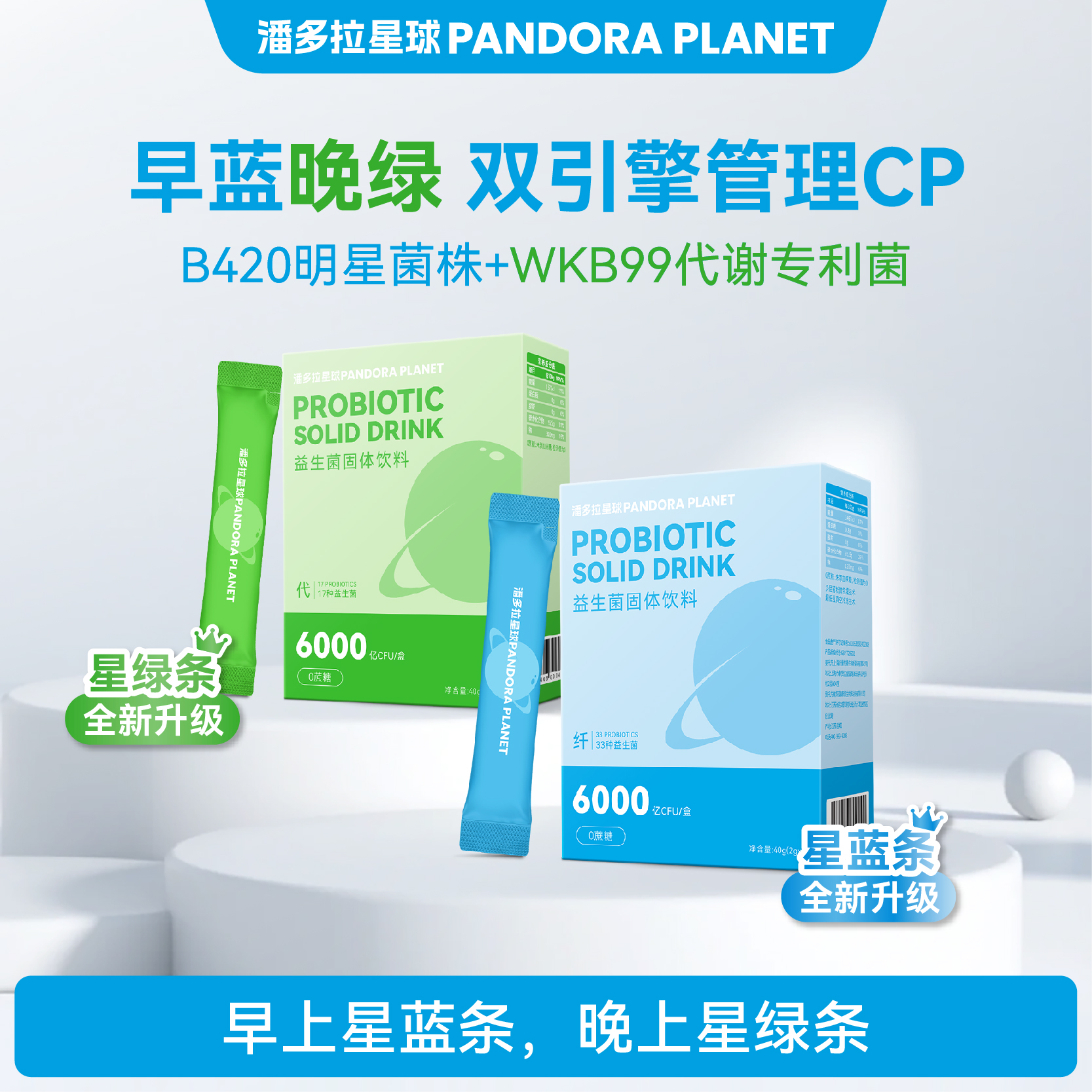 潘多拉星球PANDORAPLANET 早蓝晚绿益生菌正品大人成人B420益生元