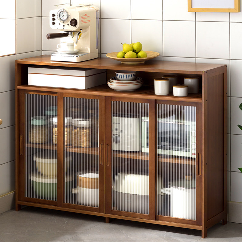 厨房置物架多层收纳架微波炉储物柜子落地调N味料餐碟家用碗柜锅