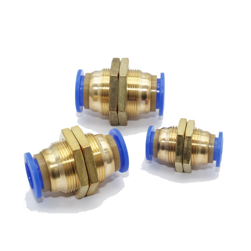 气动全铜隔板直通接头气管快插直插快速接头PM4KPM6PM8PM10PM12