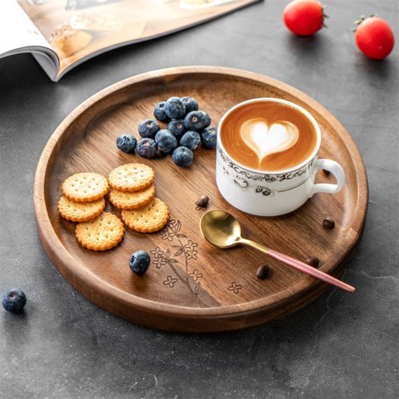 牛排餐盘大d号圆形木质野盘托盘西餐盘餐披萨露营便携盘子木盘家