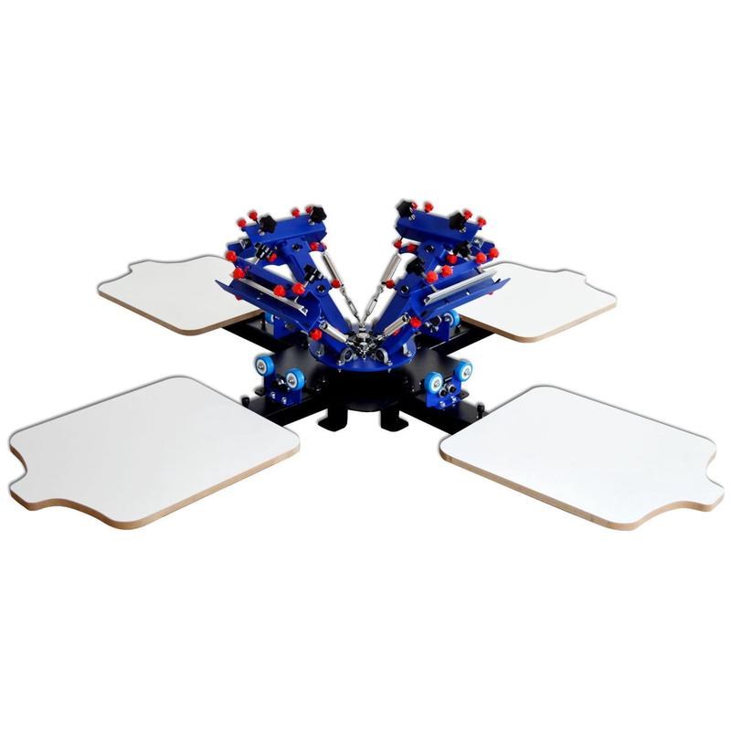 e442z桌面i固定式微调型四色四色工位单轮转四套印丝印机