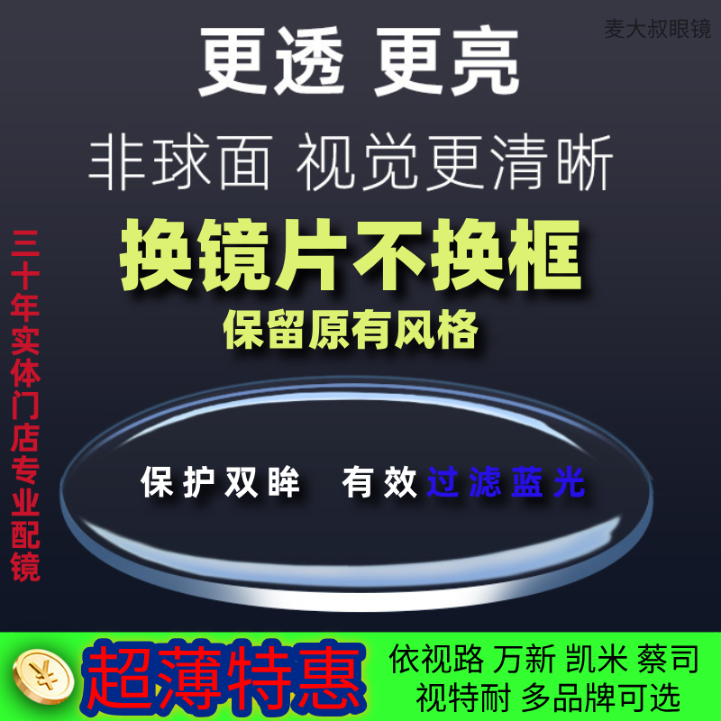 换镜片不换框配镜片近视远视老花镜片配镜专业加工适配各类镜框