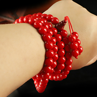 五明佛学红色怀业琉璃念珠佛珠xy修九本尊阿弥陀佛108红佛珠 新