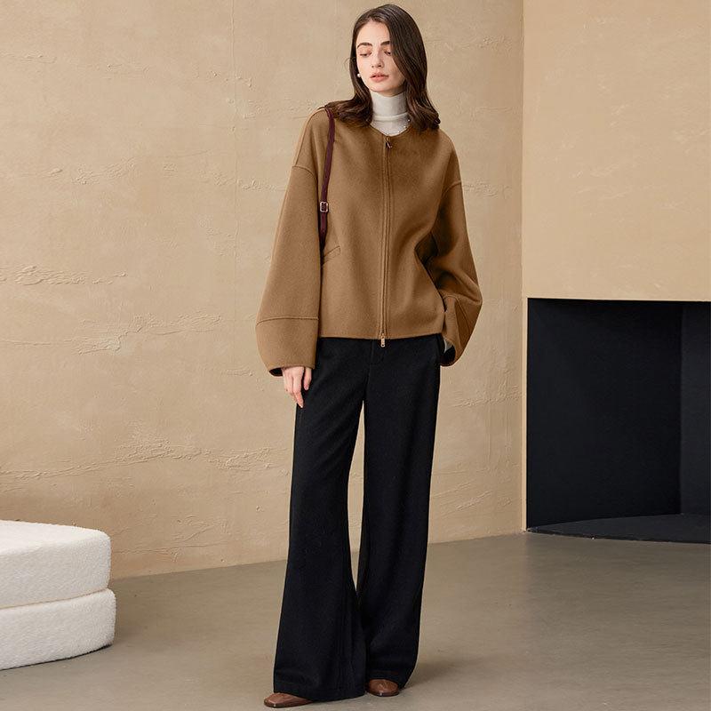 桐乡合盈 雪域绒间贵气100%山羊绒双面呢短大衣小个子外套气质女,女装/女士精品,毛呢外套,淘宝优惠券,粉丝福利购,淘宝优惠卷