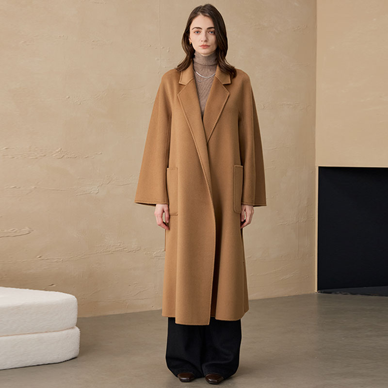 桐乡合盈14μm100%纯山羊绒大衣