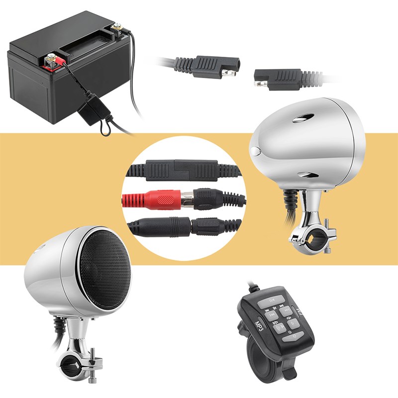 摩托车蓝牙音响4寸 12V哈雷低音炮防水大功率可插卡改装喇叭MP3