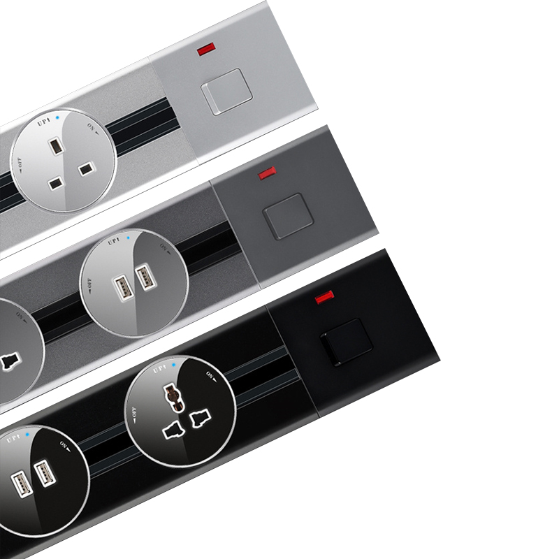 轨道插座英式13a明装厨房客厅 电力导轨移动港澳适配器接线板黑色