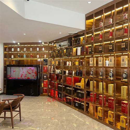 定制不锈钢酒柜 商用玫瑰金酒庄白酒展示柜恒温红酒金属酒窖展架