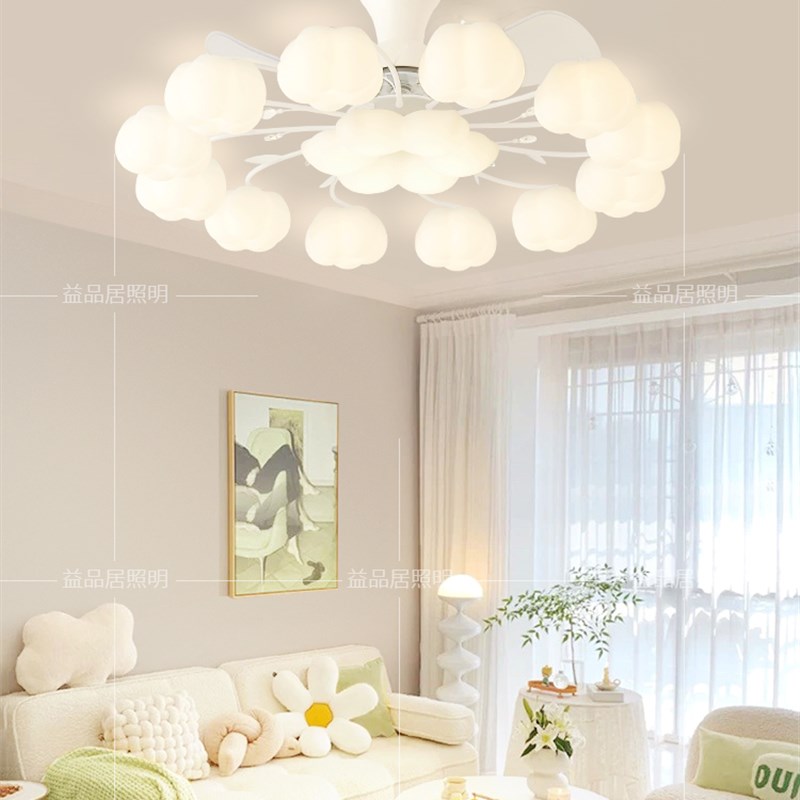 2025年新款客厅灯隐形风扇灯奶油风大厅主灯餐厅灯吊灯电扇一体灯