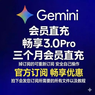 Gemini 3.0/2.5 三个月 Pro nano会员代充