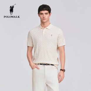 POLOWALK男士短袖针织衫2026年春季新款保罗男装经典绞花针织上衣