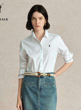 POLOWALK白色衬衫女25秋季新款保罗女装职业正装纯色内搭长袖衬衣