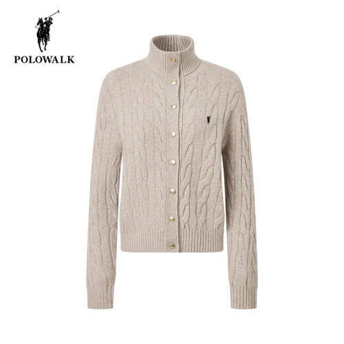 POLOWALK冬季新品高领绞花羊毛衫