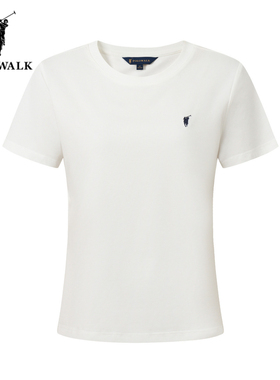 POLOWALK白色短袖T恤女26夏季新款保罗女装修身显瘦百搭圆领半袖
