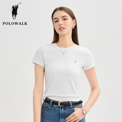 POLOWALK夏季新品圆领短袖T恤女