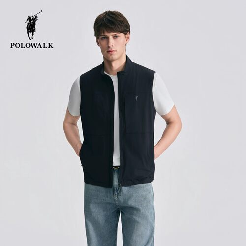 POLOWALK春夏新品纯色立领马甲男