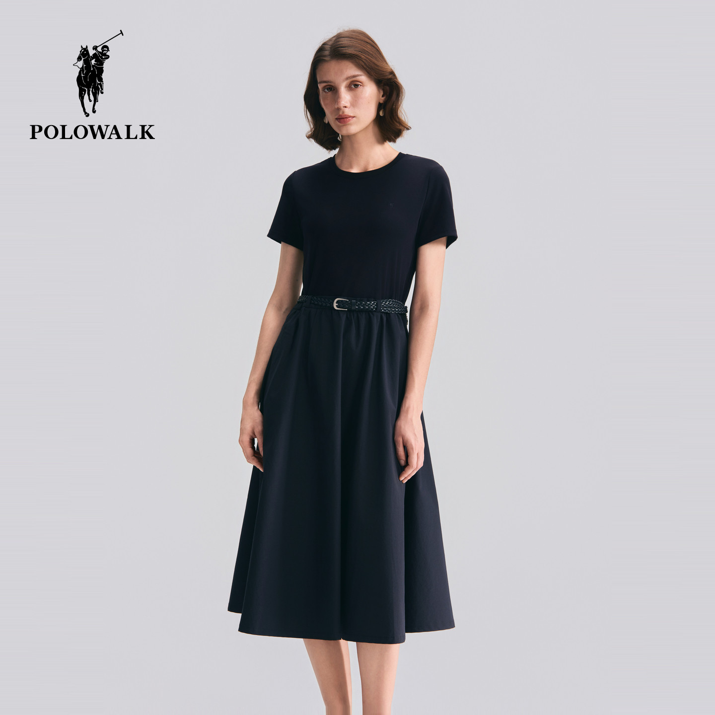 POLOWALK夏季新品圆领短袖连衣裙图片