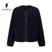 POLOWALK摇粒绒外套女2025秋季 简约休闲加绒圆领开衫 新款 保罗女装